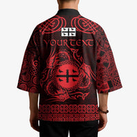 Personalized Flintshire Sir y Fflint Kimono Red Four Choughs Celtic-inspired - Wonder Print Shop