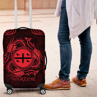 Personalized Flintshire Sir y Fflint Luggage Cover Red Four Choughs Celtic-inspired - Wonder Print Shop
