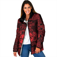 Personalized Flintshire Sir y Fflint Padded Jacket Red Four Choughs Celtic-inspired - Wonder Print Shop