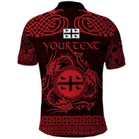 Personalized Flintshire Sir y Fflint Polo Shirt Red Four Choughs Celtic-inspired - Wonder Print Shop