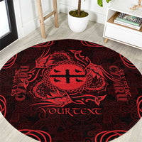 Personalized Flintshire Sir y Fflint Round Carpet Red Four Choughs Celtic-inspired - Wonder Print Shop