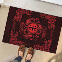 Personalized Flintshire Sir y Fflint Rubber Doormat Red Four Choughs Celtic-inspired - Wonder Print Shop