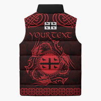 Personalized Flintshire Sir y Fflint Sleeveless Puffer Jacket Red Four Choughs Celtic-inspired - Wonder Print Shop
