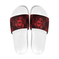 Personalized Flintshire Sir y Fflint Slide Sandals Red Four Choughs Celtic-inspired - Wonder Print Shop