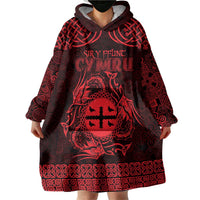 Personalized Flintshire Sir y Fflint Wearable Blanket Hoodie Red Four Choughs Celtic-inspired - Wonder Print Shop