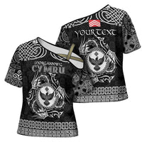 Personalized Glamorgan Morgannwg Cross Shoulder Shirt Black Raven Celtic-inspired - Wonder Print Shop