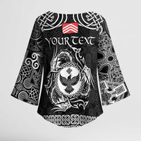 Personalized Glamorgan Morgannwg Kimono Sleeve Blouse Black Raven Celtic-inspired - Wonder Print Shop
