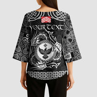 Personalized Glamorgan Morgannwg Kimono Sleeve Blouse Black Raven Celtic-inspired - Wonder Print Shop