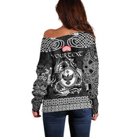 Personalized Glamorgan Morgannwg Off Shoulder Sweater Black Raven Celtic-inspired - Wonder Print Shop