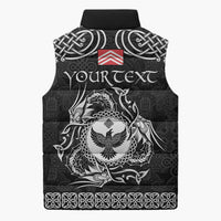 Personalized Glamorgan Morgannwg Sleeveless Puffer Jacket Black Raven Celtic-inspired - Wonder Print Shop