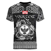 Personalized Glamorgan Morgannwg Women V-Neck T-Shirt Black Raven Celtic-inspired - Wonder Print Shop