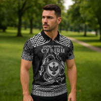 Personalized Glamorgan Morgannwg Zipper Polo Shirt Black Raven Celtic-inspired - Wonder Print Shop