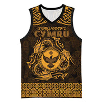 Personalized Glamorgan Morgannwg Basketball Jersey Gold Raven Celtic-inspired - Wonder Print Shop