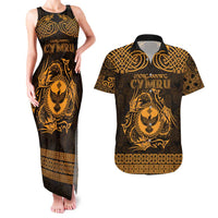 Personalized Glamorgan Morgannwg Couples Matching Tank Maxi Dress and Hawaiian Shirt Gold Raven Celtic-inspired - Wonder Print Shop
