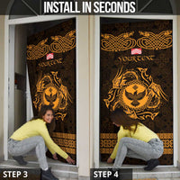 Personalized Glamorgan Morgannwg Door Cover Gold Raven Celtic-inspired - Wonder Print Shop