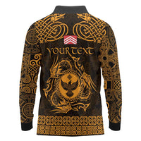 Personalized Glamorgan Morgannwg Long Sleeve Polo Shirt Gold Raven Celtic-inspired - Wonder Print Shop