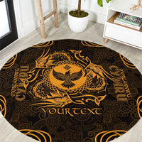 Personalized Glamorgan Morgannwg Round Carpet Gold Raven Celtic-inspired - Wonder Print Shop
