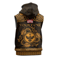 Personalized Glamorgan Morgannwg Sleeveless Zip Hoodie Gold Raven Celtic-inspired - Wonder Print Shop