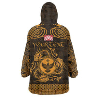 Personalized Glamorgan Morgannwg Wearable Blanket Hoodie Gold Raven Celtic-inspired - Wonder Print Shop