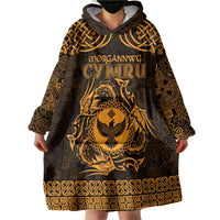Personalized Glamorgan Morgannwg Wearable Blanket Hoodie Gold Raven Celtic-inspired - Wonder Print Shop