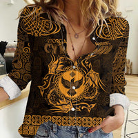 Personalized Glamorgan Morgannwg Women Casual Shirt Gold Raven Celtic-inspired - Wonder Print Shop