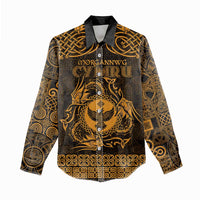 Personalized Glamorgan Morgannwg Women Casual Shirt Gold Raven Celtic-inspired - Wonder Print Shop