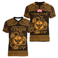 Personalized Glamorgan Morgannwg Women V-Neck T-Shirt Gold Raven Celtic-inspired - Wonder Print Shop