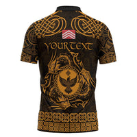 Personalized Glamorgan Morgannwg Zipper Polo Shirt Gold Raven Celtic-inspired - Wonder Print Shop