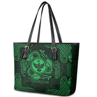Personalized Glamorgan Morgannwg Leather Tote Bag Green Raven Celtic-inspired - Wonder Print Shop