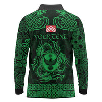 Personalized Glamorgan Morgannwg Long Sleeve Polo Shirt Green Raven Celtic-inspired - Wonder Print Shop