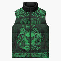 Personalized Glamorgan Morgannwg Sleeveless Puffer Jacket Green Raven Celtic-inspired - Wonder Print Shop