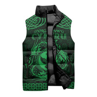 Personalized Glamorgan Morgannwg Sleeveless Puffer Jacket Green Raven Celtic-inspired - Wonder Print Shop