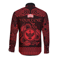 Personalized Glamorgan Morgannwg Long Sleeve Button Shirt Red Raven Celtic-inspired - Wonder Print Shop