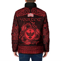 Personalized Glamorgan Morgannwg Padded Jacket Red Raven Celtic-inspired - Wonder Print Shop