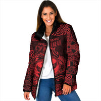 Personalized Glamorgan Morgannwg Padded Jacket Red Raven Celtic-inspired - Wonder Print Shop
