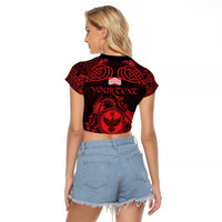 Personalized Glamorgan Morgannwg Raglan Cropped T Shirt Red Raven Celtic-inspired - Wonder Print Shop