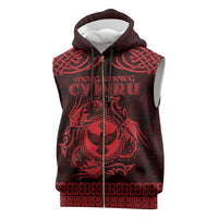 Personalized Glamorgan Morgannwg Sleeveless Zip Hoodie Red Raven Celtic-inspired - Wonder Print Shop