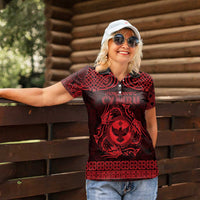 Personalized Glamorgan Morgannwg Women Polo Shirt Red Raven Celtic-inspired - Wonder Print Shop