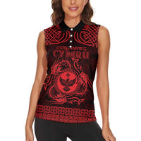 Personalized Glamorgan Morgannwg Women Sleeveless Polo Shirt Red Raven Celtic-inspired - Wonder Print Shop
