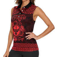 Personalized Glamorgan Morgannwg Women Sleeveless Polo Shirt Red Raven Celtic-inspired - Wonder Print Shop