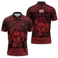 Personalized Glamorgan Morgannwg Zipper Polo Shirt Red Raven Celtic-inspired - Wonder Print Shop