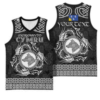 Personalized Merionethshire Meirionnydd Basketball Jersey Black Wolf Celtic-inspired - Wonder Print Shop