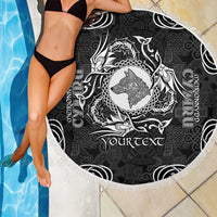 Personalized Merionethshire Meirionnydd Beach Blanket Black Wolf Celtic-inspired - Wonder Print Shop