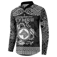 Personalized Merionethshire Meirionnydd Button Sweatshirt Black Wolf Celtic-inspired - Wonder Print Shop