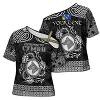Personalized Merionethshire Meirionnydd Cross Shoulder Shirt Black Wolf Celtic-inspired - Wonder Print Shop