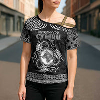 Personalized Merionethshire Meirionnydd Cross Shoulder Shirt Black Wolf Celtic-inspired - Wonder Print Shop