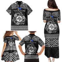Personalized Merionethshire Meirionnydd Family Matching Puletasi and Hawaiian Shirt Black Wolf Celtic-inspired - Wonder Print Shop