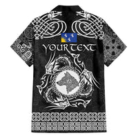 Personalized Merionethshire Meirionnydd Family Matching Puletasi and Hawaiian Shirt Black Wolf Celtic-inspired - Wonder Print Shop