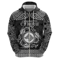 Personalized Merionethshire Meirionnydd Hoodie Black Wolf Celtic-inspired - Wonder Print Shop