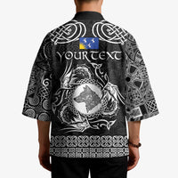 Personalized Merionethshire Meirionnydd Kimono Black Wolf Celtic-inspired - Wonder Print Shop